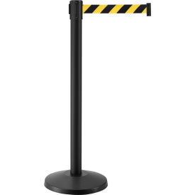 Global Industrial™ Retractable Belt Barrier 40"" Black Post 7-1/2' Black/Yellow Belt Qty 2