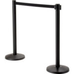 Global Industrial™ Retractable Belt Barrier 40"" Black Post 10' Black Belt