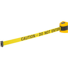 Global Industrial™ Magnetic Retractable Belt Barrier Yellow Case W/15' Yellow ""Caution"" Belt