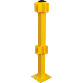 Global Industrial™ Steel Lift-Out Guard Rail Corner Post Double-Rail 42""H Yellow