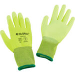 Global Industrial™ Flat Polyurethane Coated Gloves Hi-Viz Lime Medium