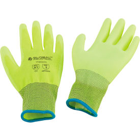 Global Industrial™ Flat Polyurethane Coated Gloves Hi-Viz Lime X-Large