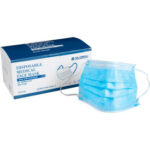 Global Industrial™ Disposable Medical Face Mask 3-Ply w/Earloops ASTM Level 3 Blue 50/Box