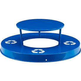 Steel Rain Bonnet Lid for Global Industrial™ 36 Gallon Slatted Recycling Can Blue