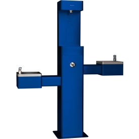 Global Industrial™ Outdoor Bottle Filling Station & Bi-Level Fountain w/ Filter Blue