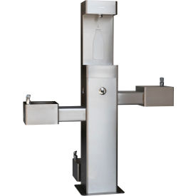 Global Industrial™ Outdoor Bottle Filler w/Bi-Level Drinking Fountain & Pet Station Stainless