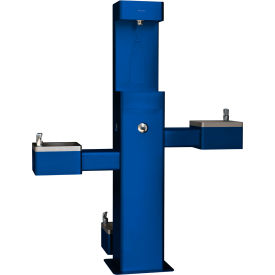 Global Industrial™ Outdoor Bottle Filler & Bi-Level Fountain w/ Pet Station & Filter Blue