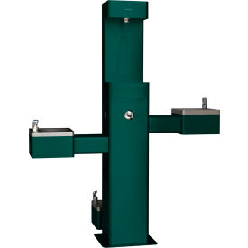 Global Industrial™ Outdoor Bottle Filler & Bi-Level Fountain w/ Pet Station & Filter Green
