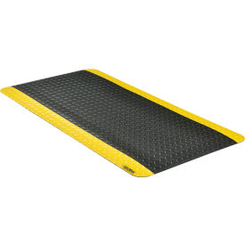 Global Industrial™ Diamond Plate Anti Fatigue Mat 15/16"" Thick 2'W x 4'L Black/Yellow Border