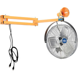 Global Industrial™ Double Arm Dock Light w/ 18"" 3-Speed Fan 40"" Reach Par38 Bulb Compatible