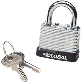 Global Industrial General Security Laminated Steel Padlock Bumper & 2 Keys Keyed Differently