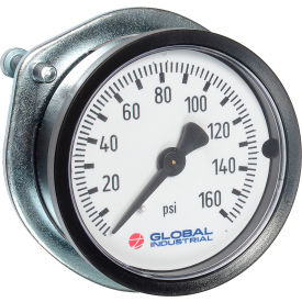 Global Industrial™ 2"" Pressure Gauge 100 PSI/KPA 1/4"" NPT CBM With U-Clamp Plastic