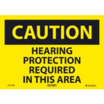 Global Industrial™ Caution Hearing Protection Required 10x14 Pressure Sensitive Vinyl