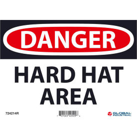 Global Industrial™ Danger Hard Hat Area 7x10 Rigid Plastic