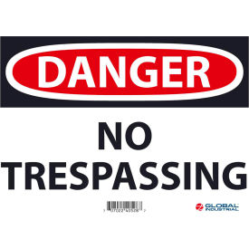 Global Industrial™ Danger No Trespassing 7x10 Rigid Plastic