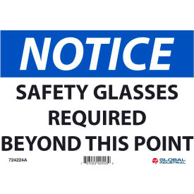 Global Industrial™ Notice Safety Glasses Required Beyond This Point 7x10 Aluminum