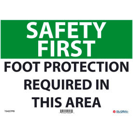 Global Industrial™ Safety First Foot Protection Required 10x14 Pressure Sensitive Vinyl