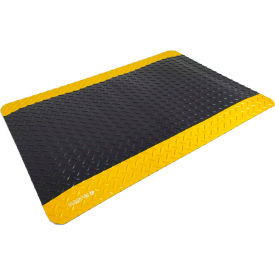 Global Industrial™ Diamond-Plate Anti Fatigue Mat 9/16"" Thick 4'W x 6'L Black/Yellow