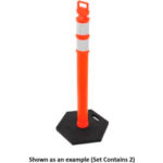Global Industrial™ 2 Portable Delineator Posts with Cone Bar Orange Hexagonal Base