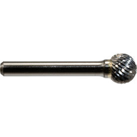 Global Industrial Ball Shaped Bur Single Cut 2""L x 1/8"" Shank Dia. 1/8"" Cut Dia.