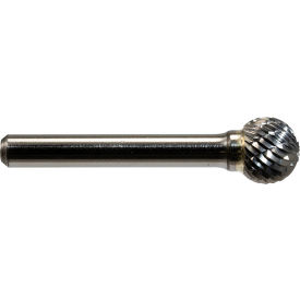 Global Industrial Ball Shaped Bur Double Cut 1-1/2 ""L x 1/8"" Shank Dia. 1/8"" Len of Cut