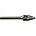 Global Industrial Pointed Tree Shaped Bur Single Cut 1/8"" Shank Dia.. 1/2"" Len of Cut
