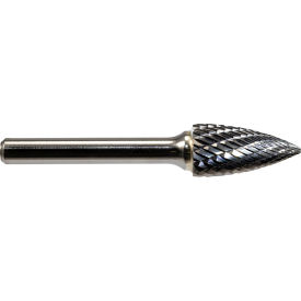 Global Industrial Pointed Tree Shaped Bur Single Cut 1/8"" Shank Dia.. 1/2"" Len of Cut