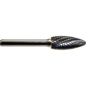 Global Industrial Flame Shaped Bur Double Cut 2-1/2""L x 1/4"" Shank Dia.