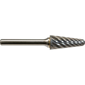 Global Industrial Radius Cone Shaped Bur For Stainless Steel 2-13/16""L x 1/4"" Shank Dia.