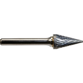 Global Industrial Pointed Cone Bur Double Cut 2-5/8""L x 1/4"" Shank Dia.