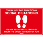 Global Industrial™ Red Social Distancing Floor Sign 16"" W x 10"" H Vinyl Adhesive