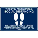 Global Industrial™ Dark Blue Social Distancing Floor Sign 16"" W x 10"" H  Vinyl Adhesive
