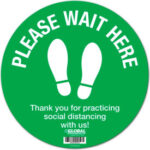 Global Industrial™ Green Please Wait Here Floor Sign 12'' Round Vinyl Adhesive