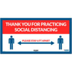 Global Industrial™ Red Thank you for Social Distancing Sign 24""W x 12""H Adhesive Vinyl