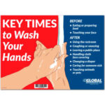Global Industrial™ Key Times to Wash Your Hands Sign  14""W x 10""H  Wall Adhesive