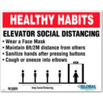 Global Industrial™ Elevator Social Distancing Sign 10""W x 8''H Wall Adhesive