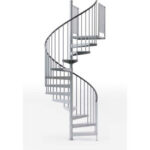 Global Industrial™ Exterior 36""H Platform 2 Rail Spiral Stair Kit60""Dia 14-2/3'H Vinyl Rails