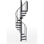 Global Industrial™ Condor 36""H Platform 2 Rails Spiral Stair Kit 42""Dia 12-5/6'H Black